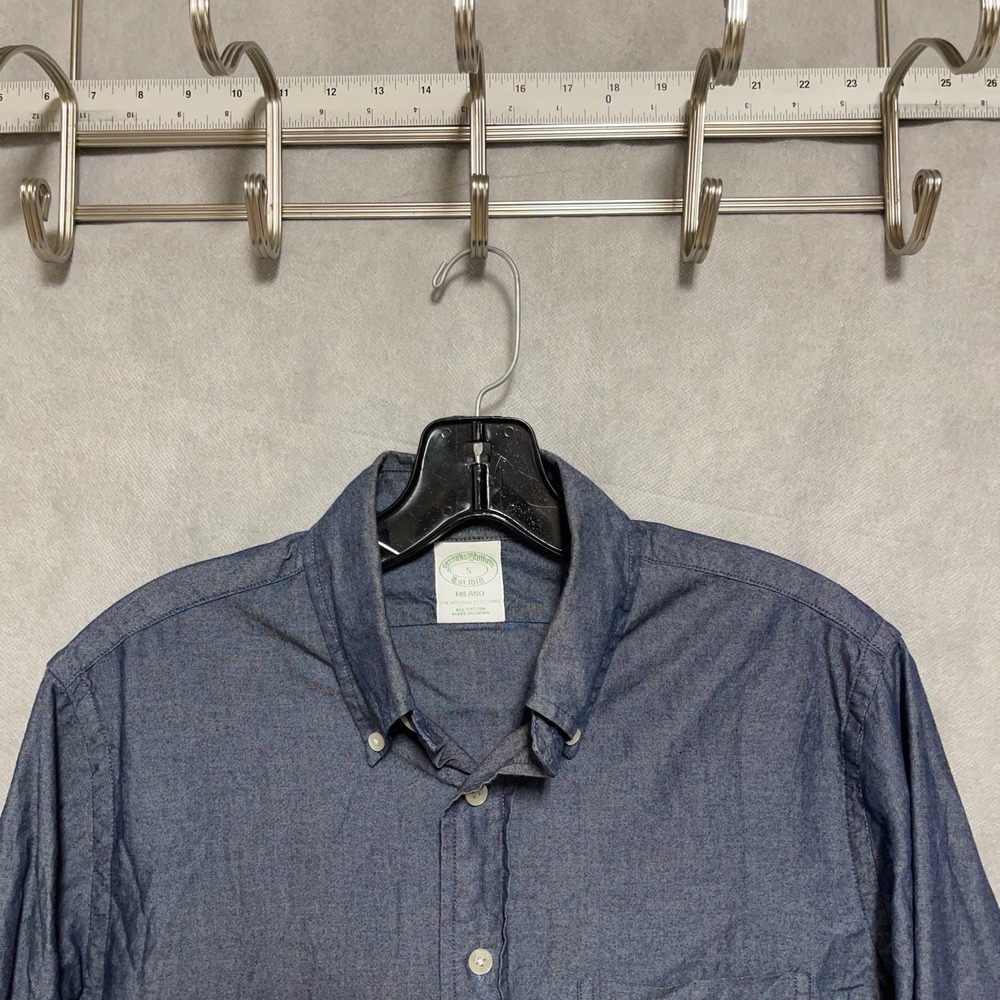 Brooks Brothers Shirt Men S Blue Milano Chambray Cotton Button Up Casual Hybrid‎